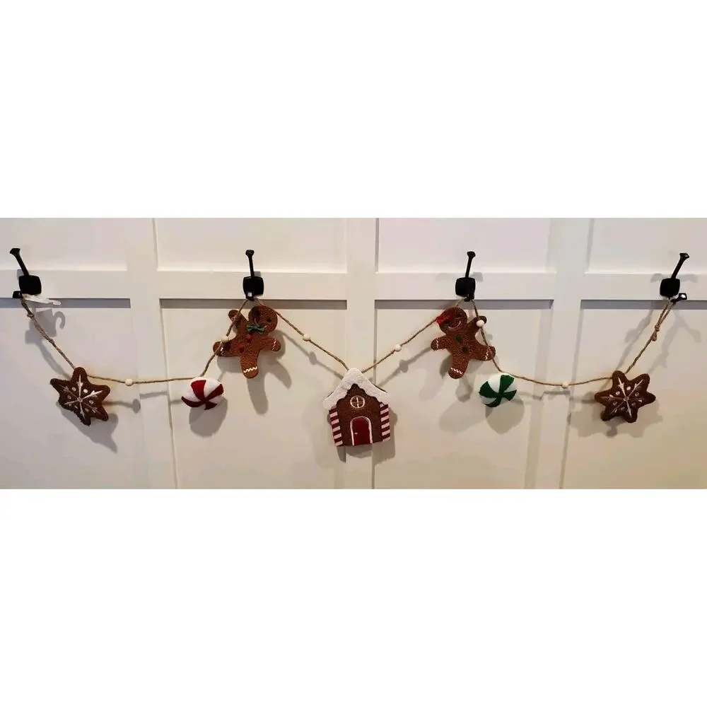 58 Inch Rustic Gingerbread Christmas Garland Swag Home Decor Party Decoration